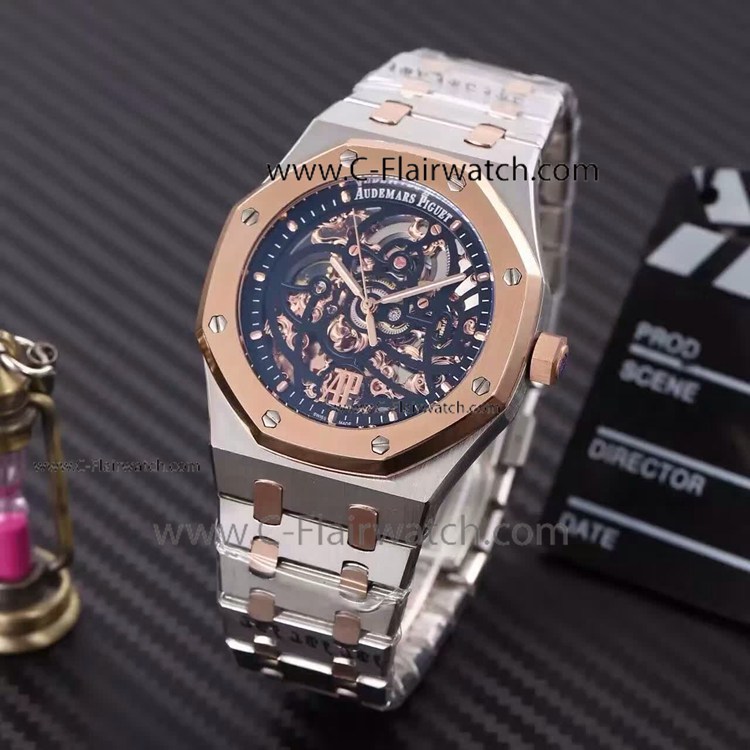 Buy Replica Audemars Piguet Openworked 2-Tone Rose Gold Watch